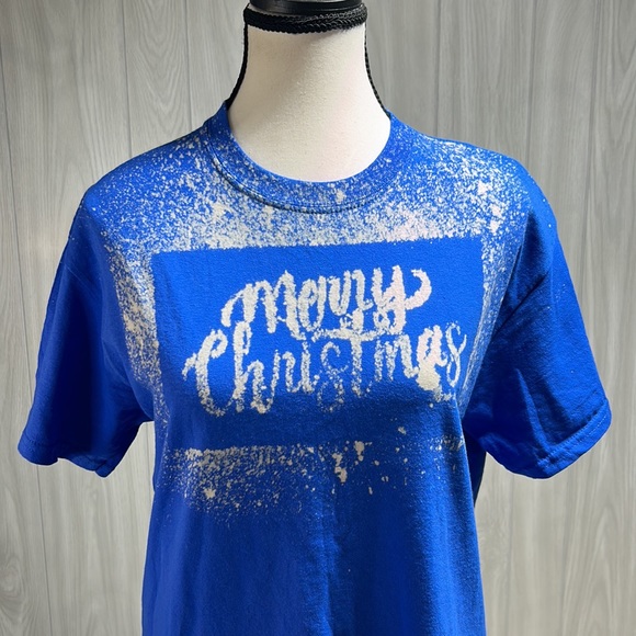 Gildan blue short sleeve Merry Christmas shirt size medium - Picture 2 of 8